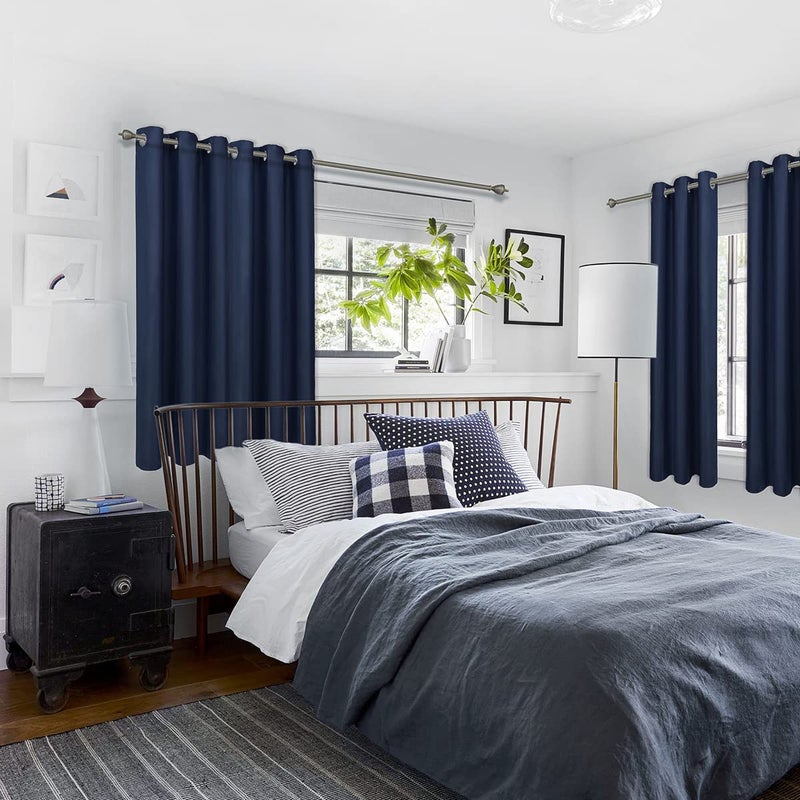 Diraysid Navy Blue Grommet Blackout Curtains for Bedroom Thermal Insulated Room Darkening Curtains Drapes, 42"x 63", 2 Panels - Image 5